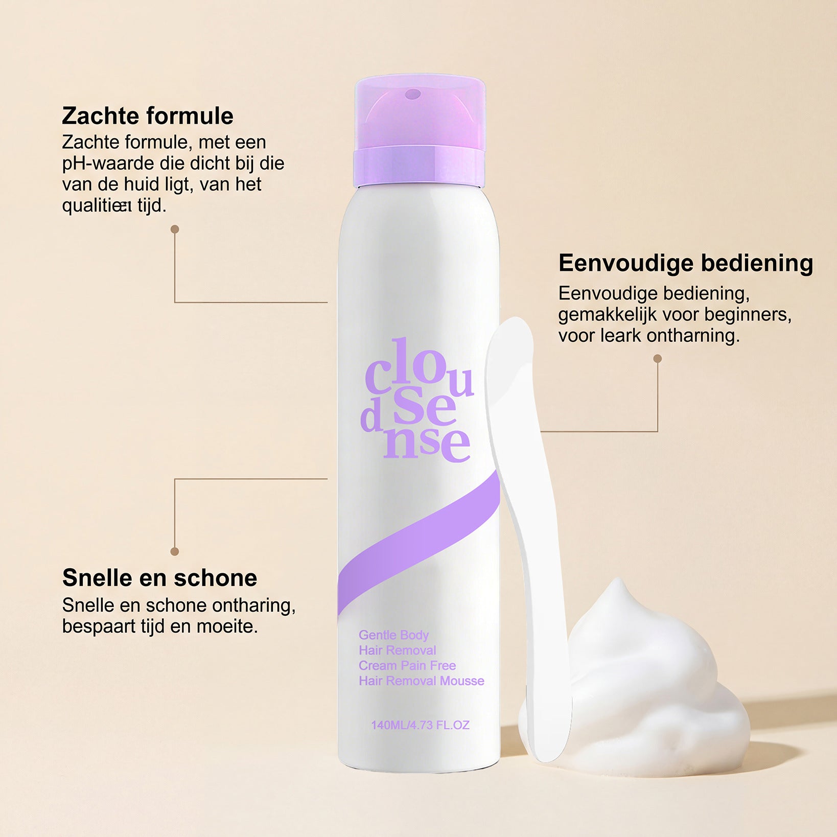 CloudSense Hair Removal Mousse — Pain-Free, Smooth Skin in 10 Minutes
