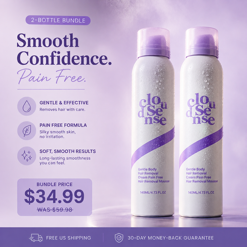 CloudSense hair removal mousse 2 bottle bundle pack