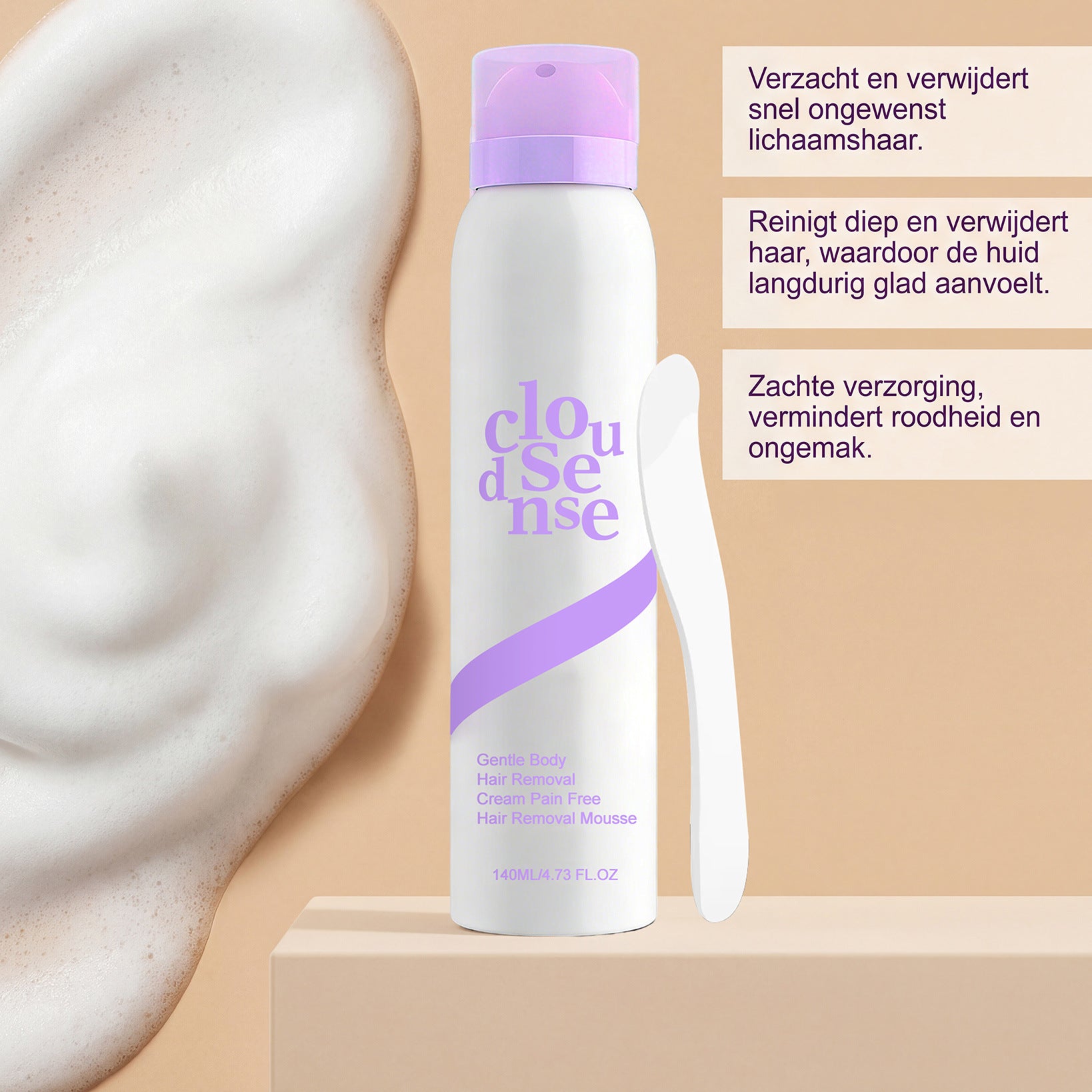CloudSense Hair Removal Mousse — Pain-Free, Smooth Skin in 10 Minutes