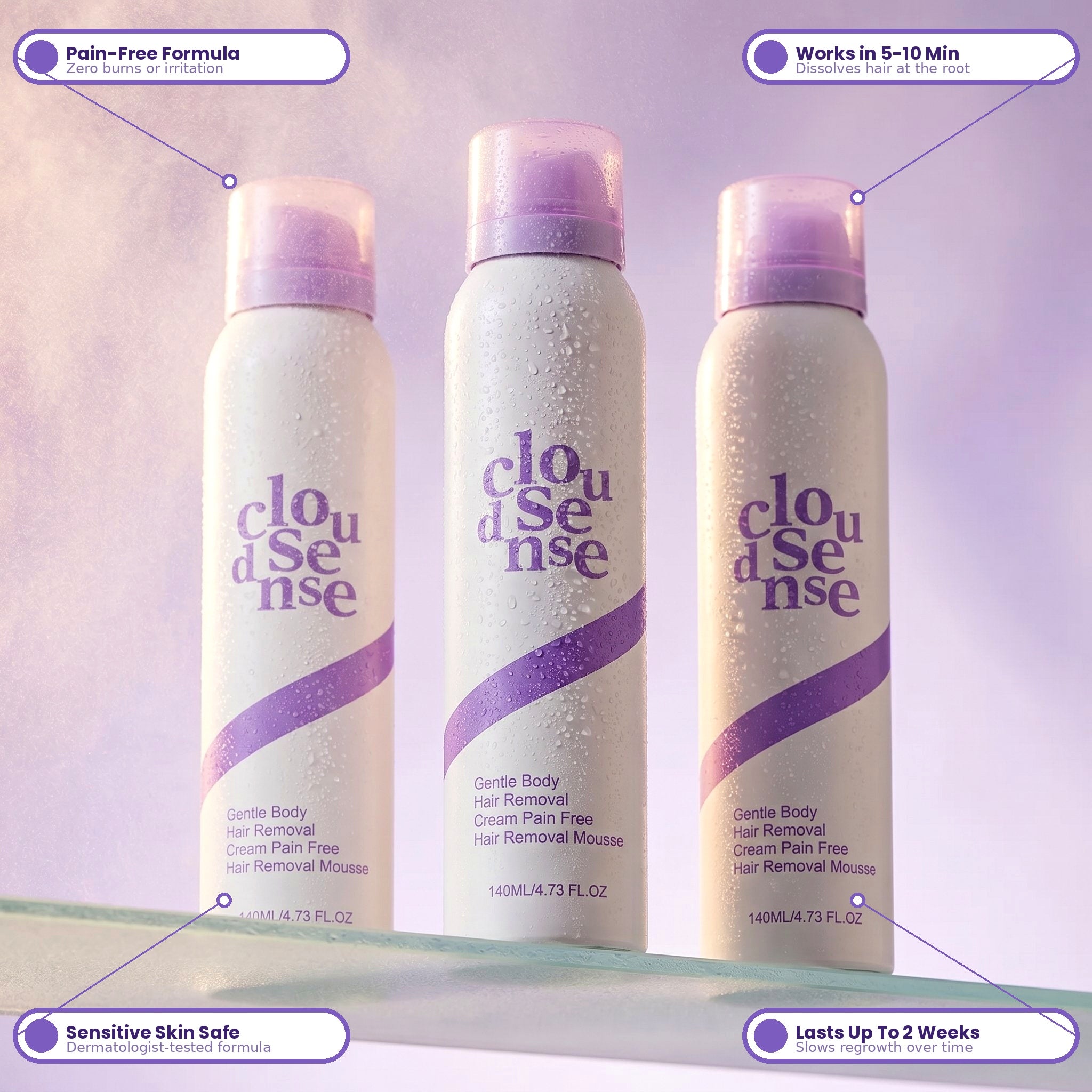 CloudSense Hair Removal Mousse — Pain-Free, Smooth Skin in 10 Minutes